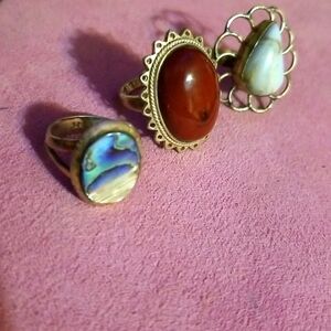💥 3 Natural Gemstone Ring for one price. 2 Sz 6's and 1 Sz 7. Good used cond.